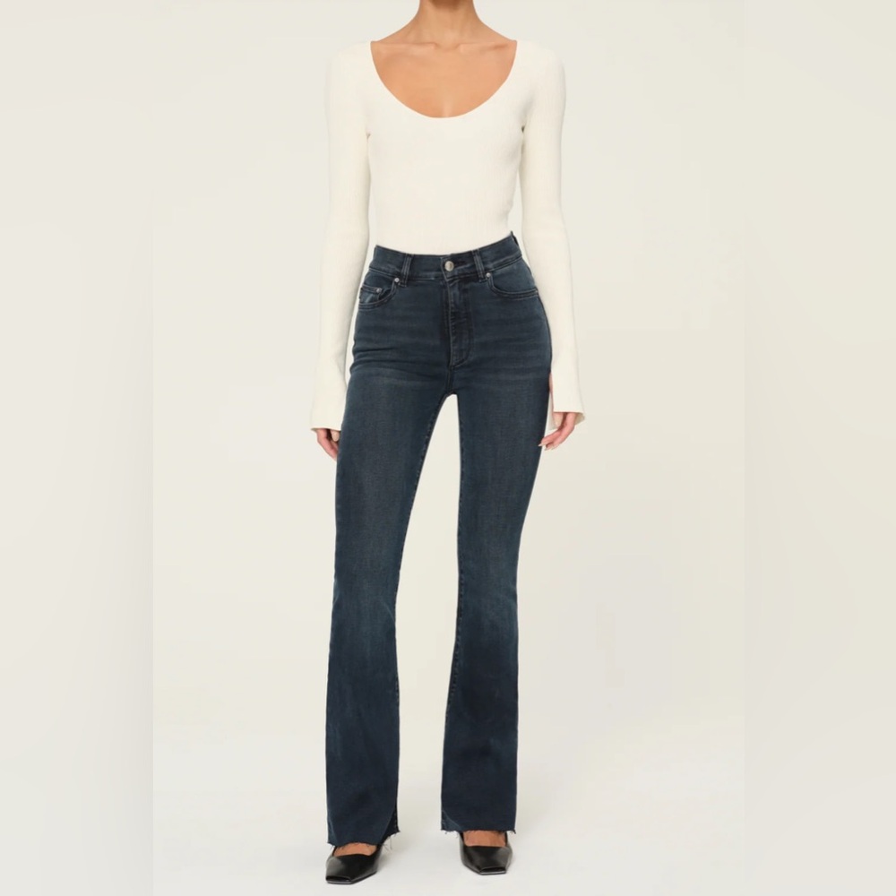 DL1961 Navy Flare Wide Leg Jeans